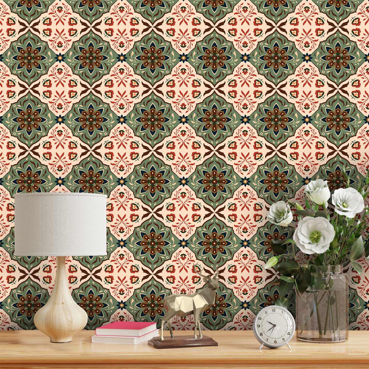 Persian Floral Peel and Stick Tile Stickers | Kitchen, Bathroom, Wall Floor Tile Vinyl Decals| Removable | Free Shipping