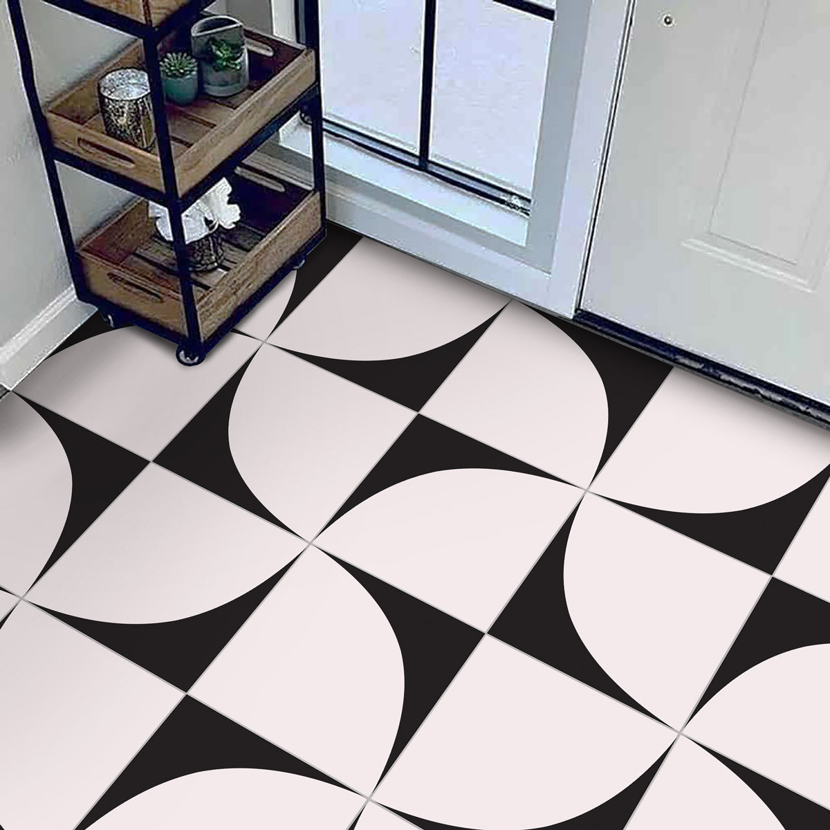 Porcelain Geometric Tile Stickers | Antiskid Floor Tile Vinyl Decals | Peel and Stick Kitchen Wall Floor Bathroom Tile Decals
