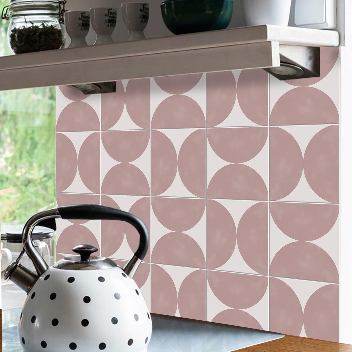 Peel and Stick Semicircle Duo Backsplash Tile Stickers | Kitchen Bathroom Floor Tile Decals | Antiskid | Removable Tile Stickers