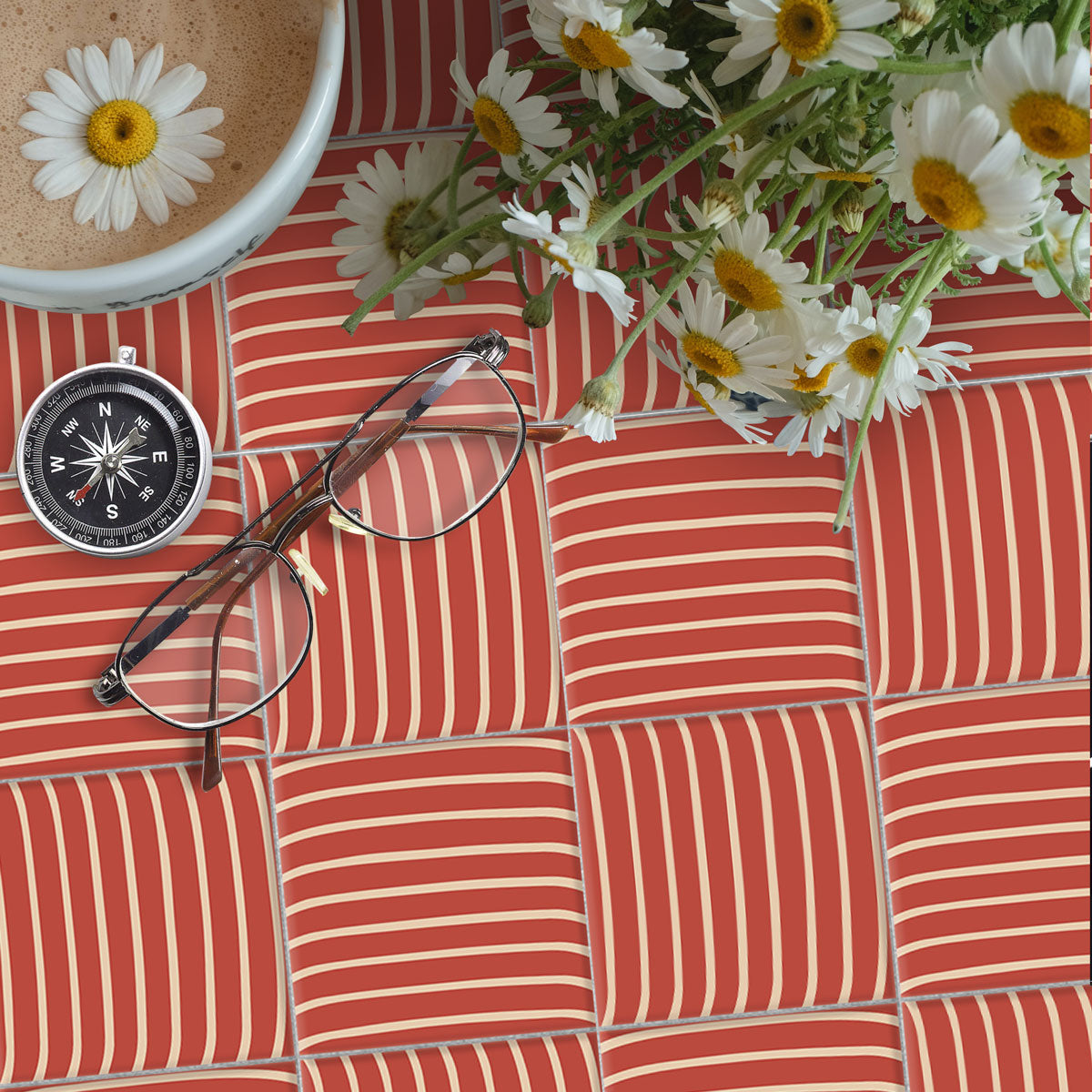 Waving Terracotta Peel and Stick Backsplash Tile Decals | Kitchen, Bathroom, Wall & Floor Tile Stickers | Free Shipping