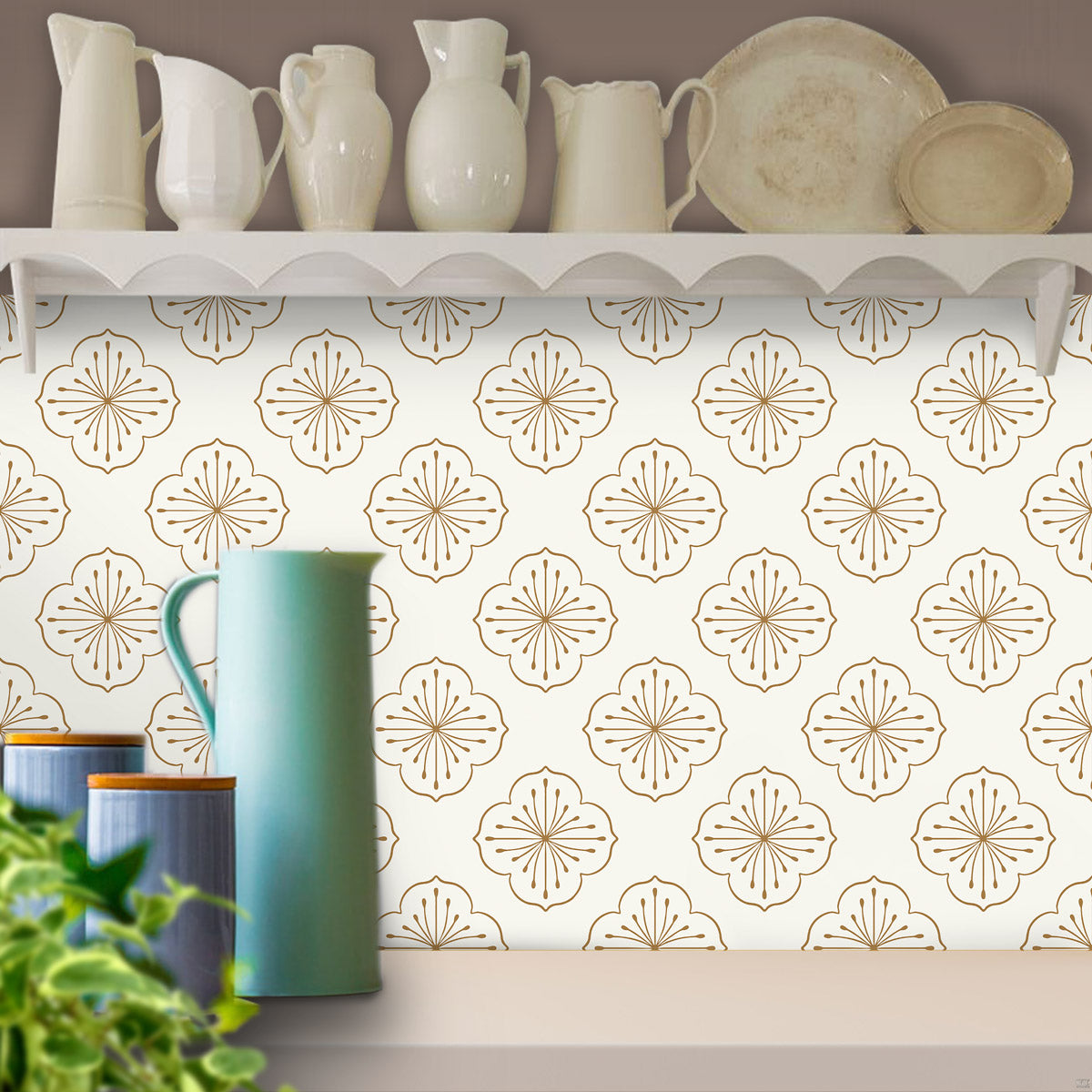 Classic Floral Backsplash Tile Stickers | Peel and Stick Bathroom Kitchen Wall Tile Vinyl Decals | Removable and Waterproof