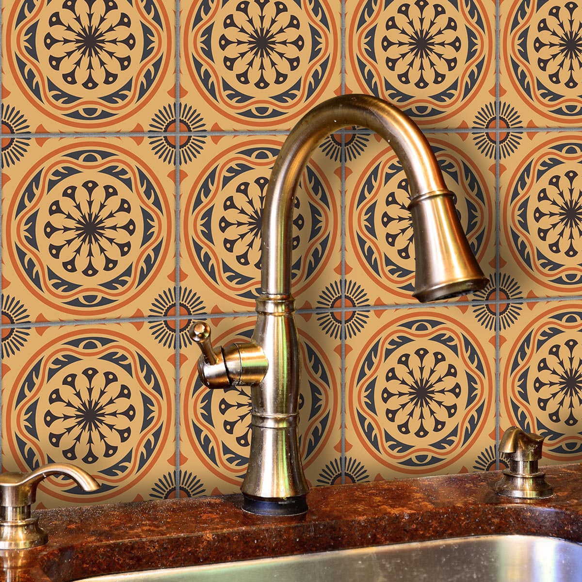 Traditional Italian Peel and Stick Tile Stickers | Kitchen Bathroom Wall and Floor Tile Stickers | Hand Craft Decals | Removable