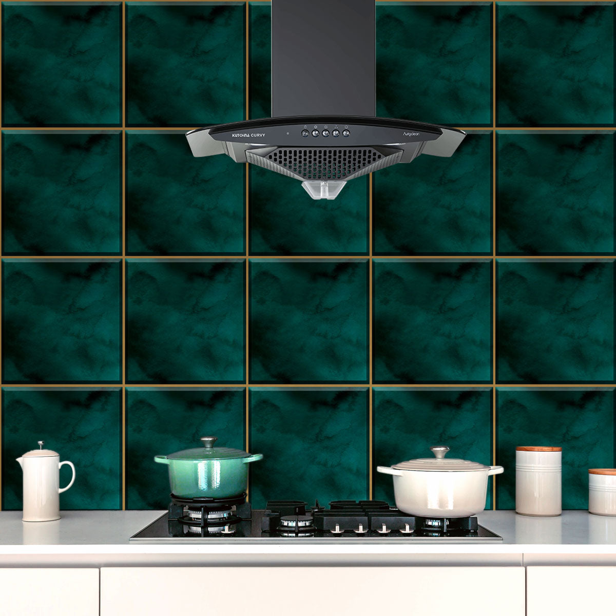 Peel and Stick Moss Green Backsplash Tile Stickers | Bathroom, Kitchen, Floor, Wall Tile Decals | Removable | Free Shipping