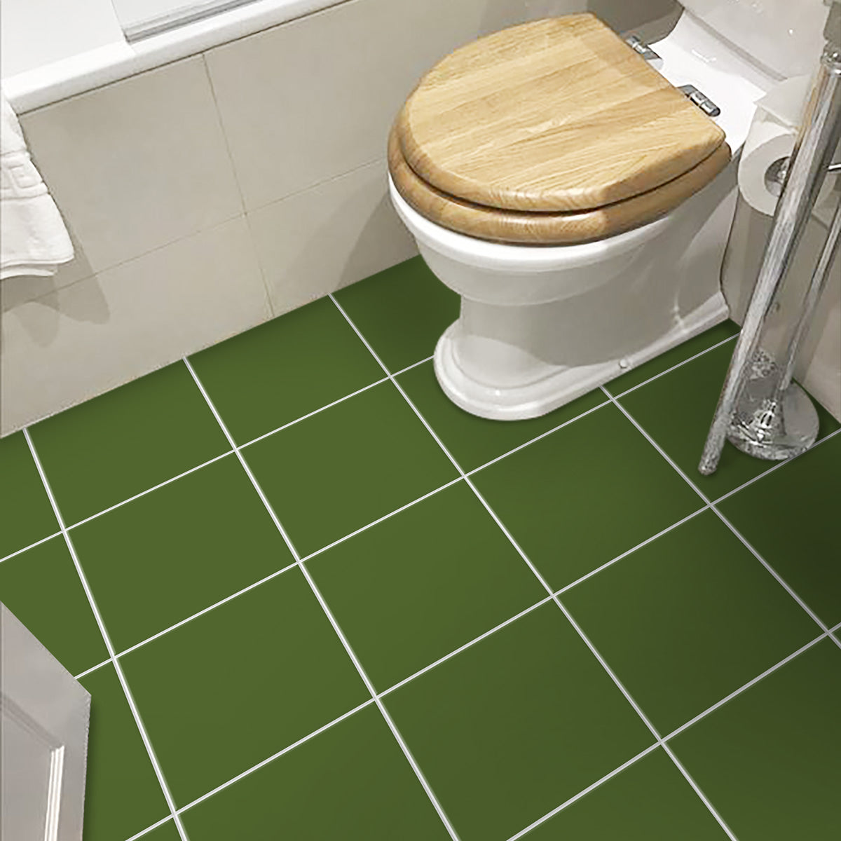 Solid Olive Tile Stickers | Peel and Stick Kitchen, Bathroom and Wall Tile Decals | Antiskid Floor Tile Stickers | Free Shipping