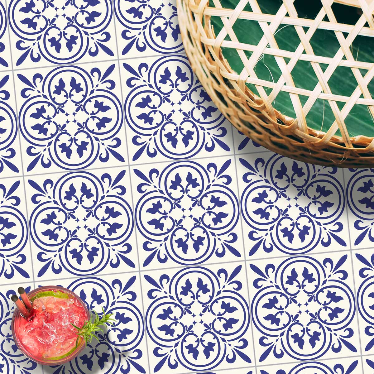 Classic Royal Blue Peel and Stick Tile Stickers | Kithcen, Bathroom, Floor, Wall Stair Tile Decal | Removable | Waterproof