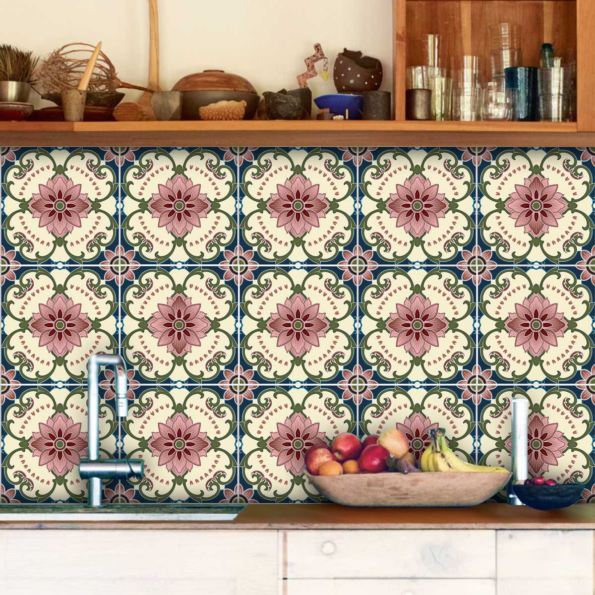 Arabic Peel and Stick Backsplash Tile Stickers | Vinyl Floor Tiles | Removable | Kitchen, Bathroom, Wall Backsplash Tile Decals