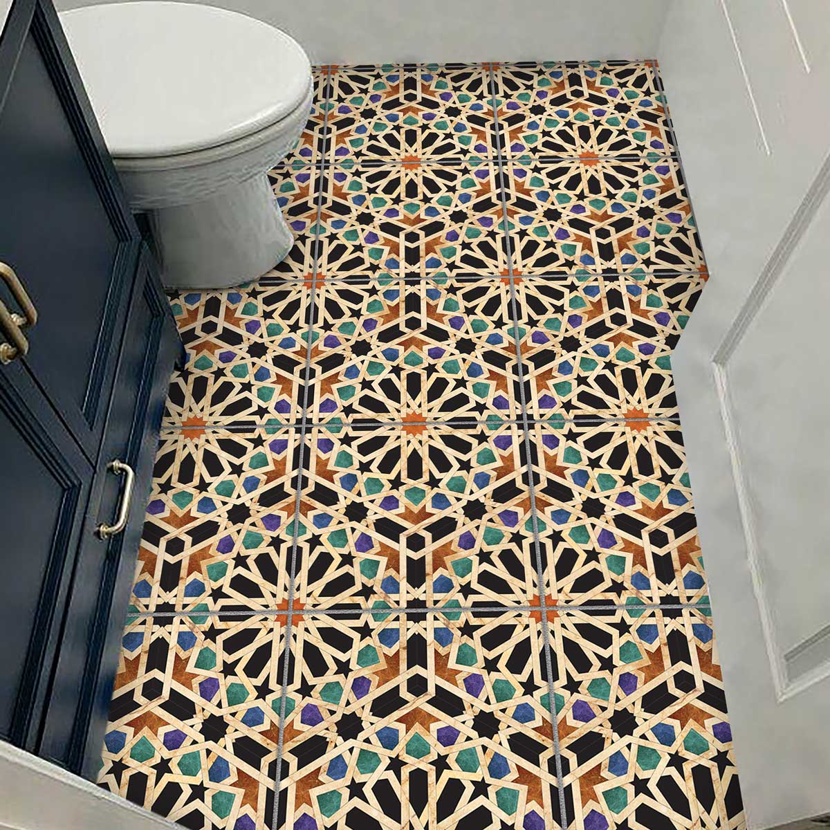 Peel and Stick Qarawiyyin Mosque Tile Stickers | Wall, Kitchen, Bathroom & Backsplash Tile Decals | Antiskid Floor Tile Vinyl