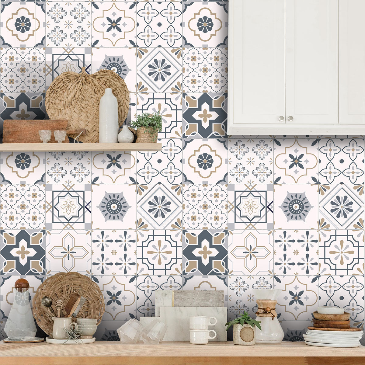 Elegant Arabic Peel and Stick Tile Stickers | Antiskid Floor Tile Vinyl | Bathroom, Wall, Kitchen Backsplash Tile Decals | Free Shipping