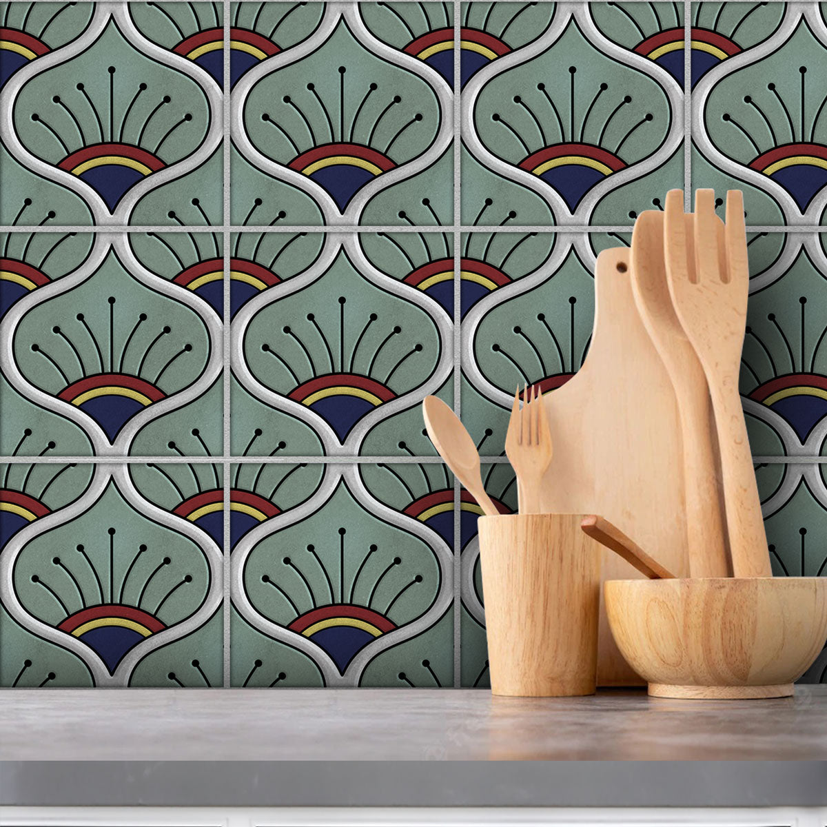 Peacock Hand Painted Tile Stickers | Peel and Stick Kitchen, Bathroom Backsplash Tile Vinyl Decals | Removable | Free Shipping
