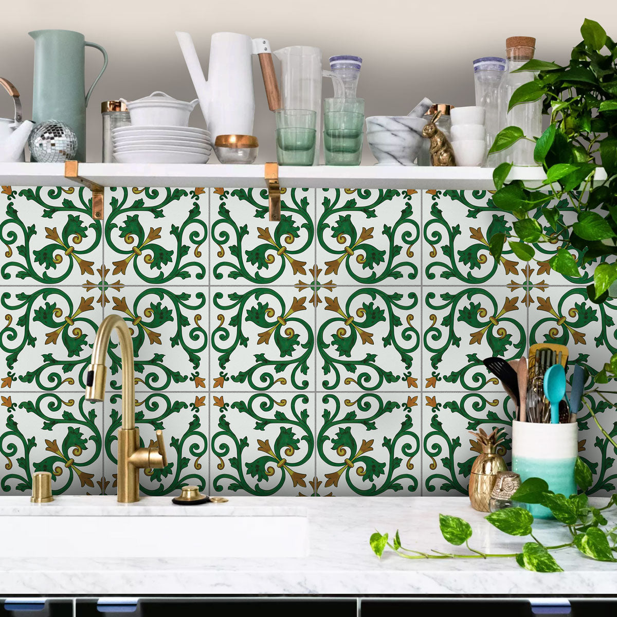 Peel and Stick Hand Crafted Tile Stickers | Backsplalsh Tile Vinyl for Kitchen Bathroom and Wall  | Antiskid | Easy to Apply