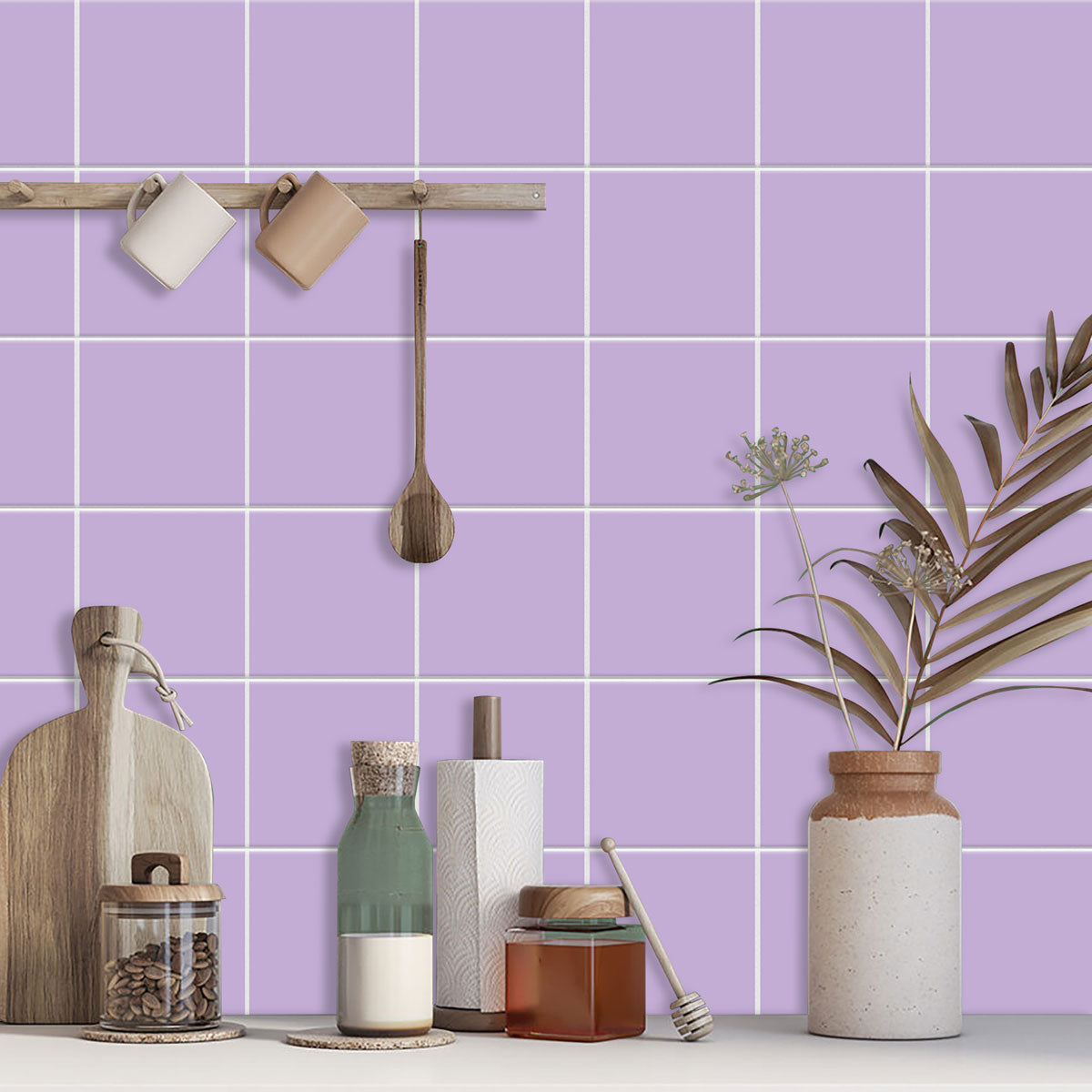 Peel and Stick PURPLE Floor Tile Stickers | Backsplash Kitchen Wall Bathroom Tile Decals | Removable| Free Shipping