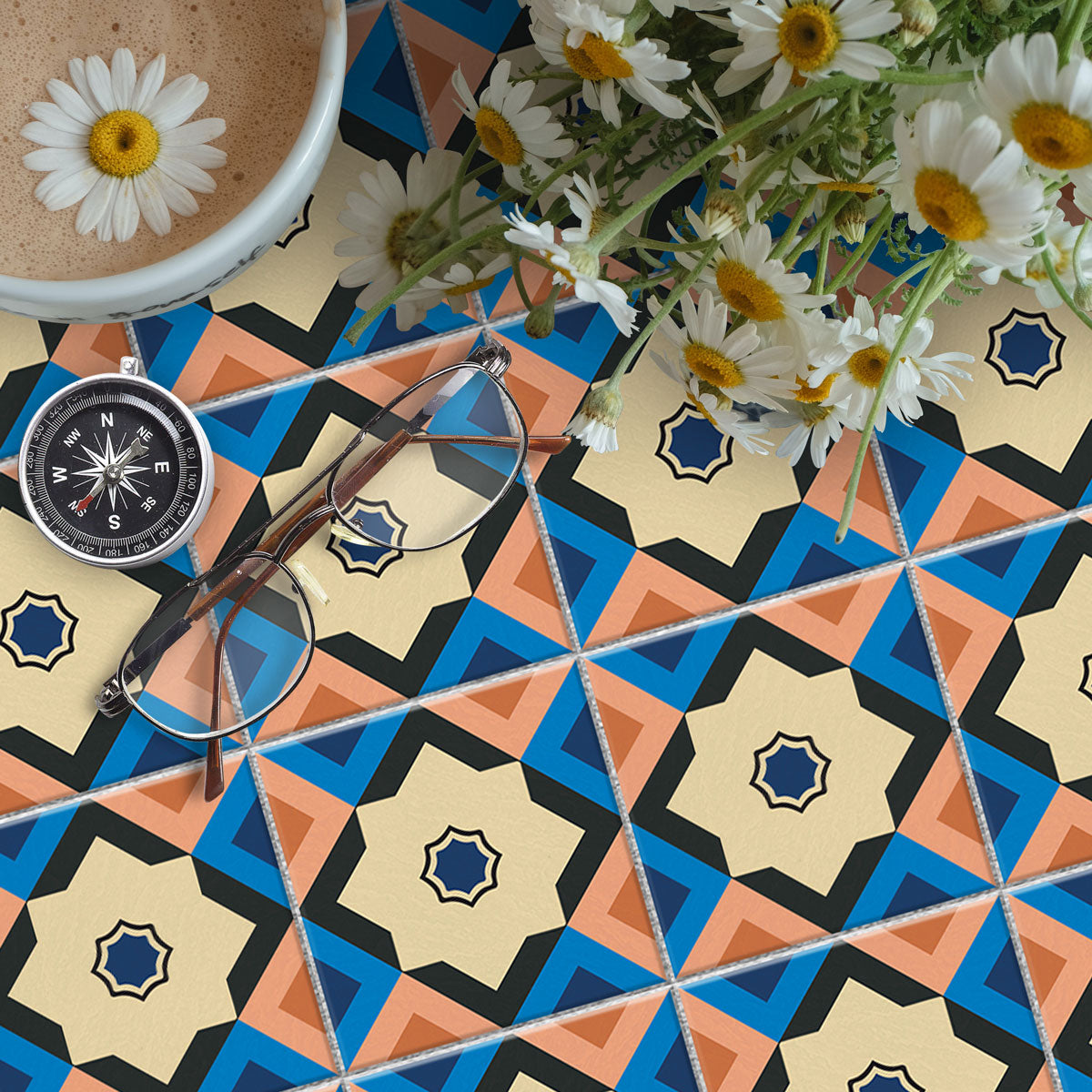 Geometric Art Deco Tile Stickers | Kitchen, Bathroom, Wall & Floor Peel and Stick Tile Stickers | FREE SHIPPING!