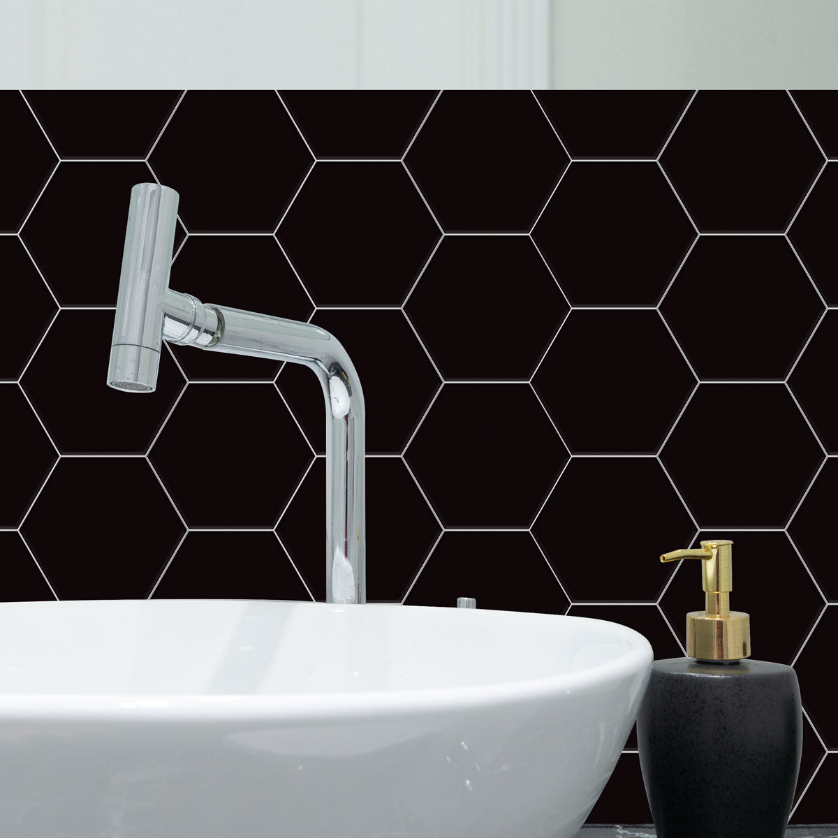 Hexagon Solid Block Peel and Stick Tile Stickers | Antiskid Floor Tile Stickers | Kitchen Bathroom Wall Backsplash Vinyl Decals