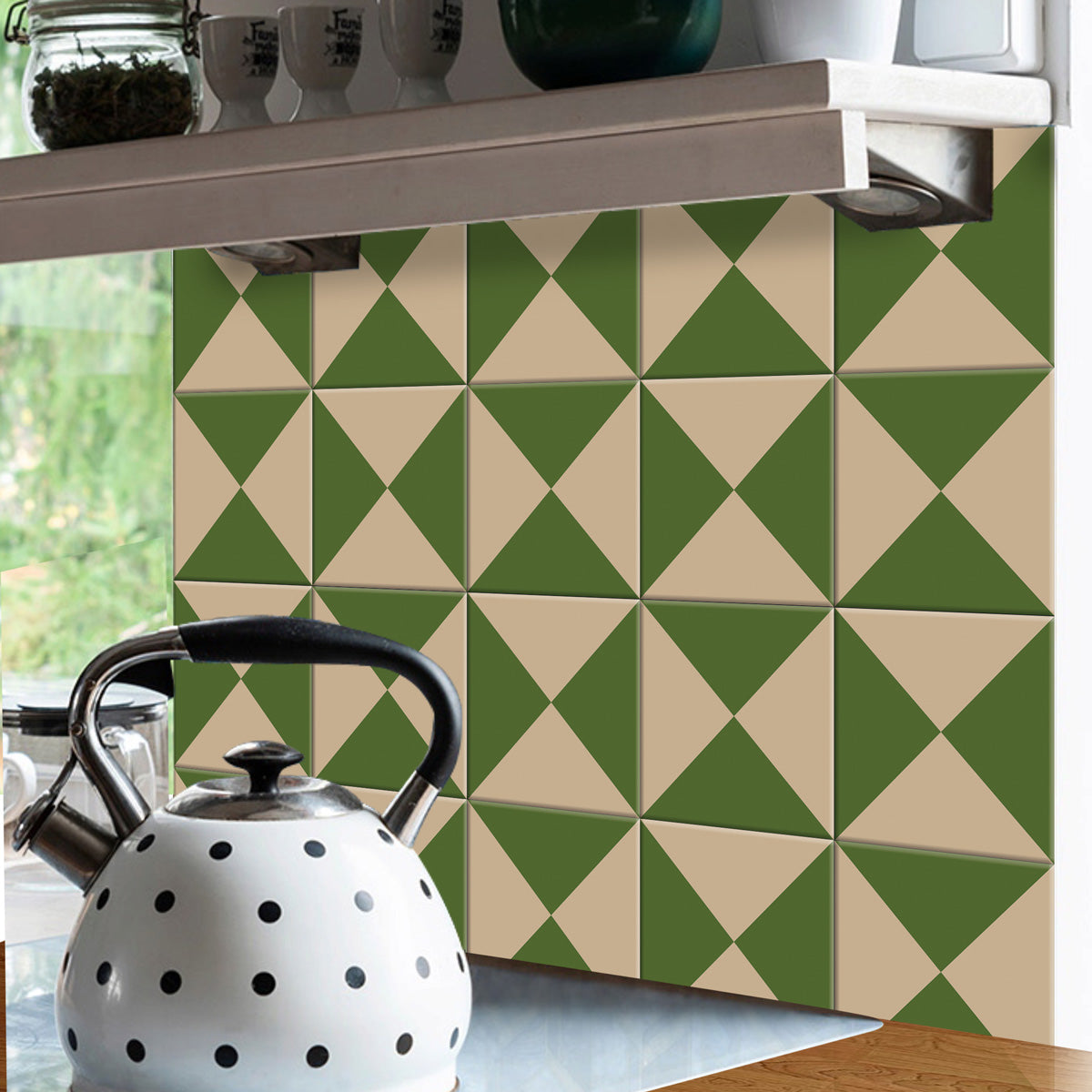 Peel and Stick Olive & khaki Tile Stickers | Kitchen Bathroom Wall Tile Vinyl Decals | Antiskid Floor Tile Vinyl | Free Shipping