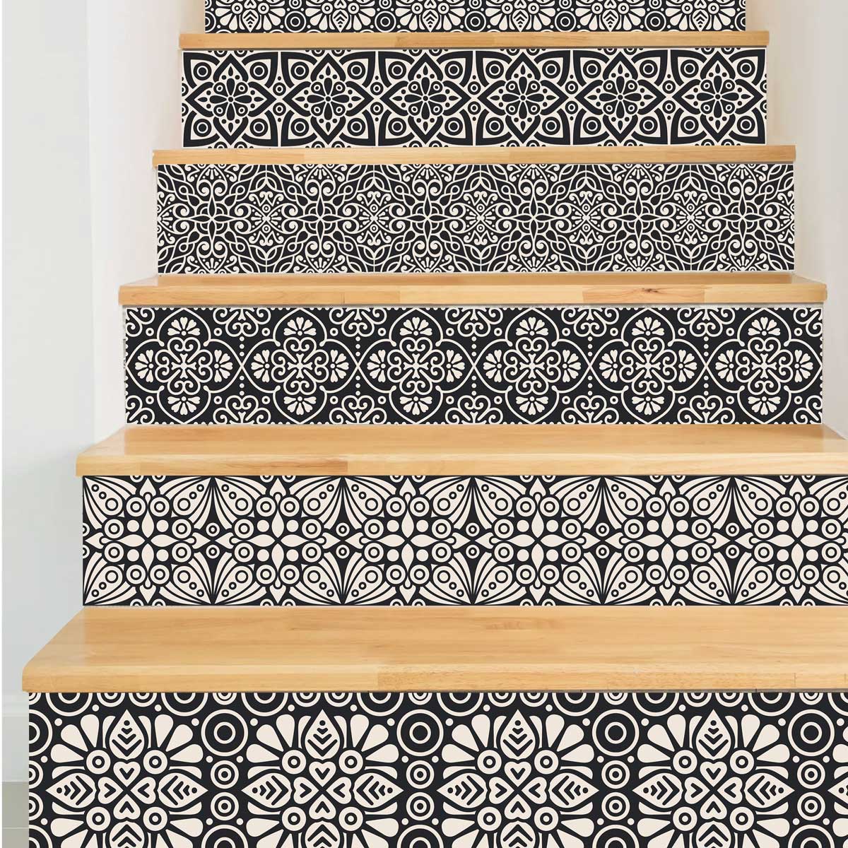 Black and Ivory Peel and Stick Stair Decals | Easy to Trim | DIY Home Decor-Extra long 49" length | FREE SHIPPING!