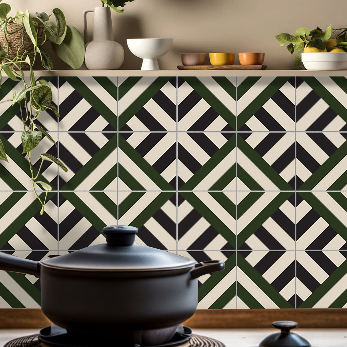 Diagonal Floor Tile Stickers | Self Adhesive | Peel and Stick Kitchen, Wall, and Bathroom Tile Stickers | Antiskid | Free Shipping