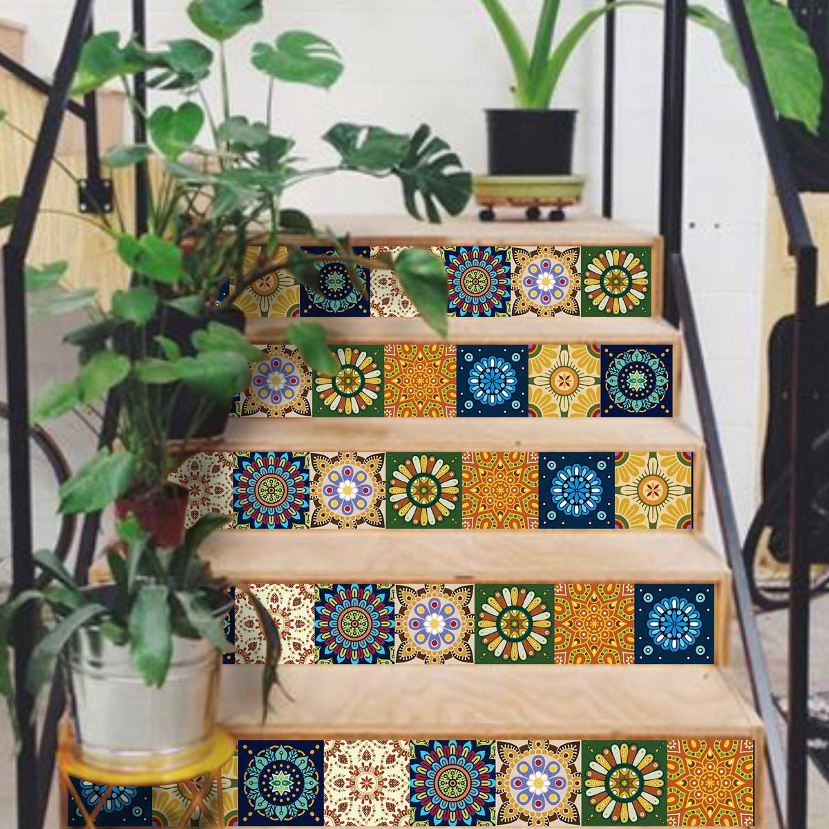 Peacock Hand Painted Peel and Stick Stair Decal | Waterproof and Easy to Trim | Extra long 49" length DIY Home Décor (Copy) (Copy)