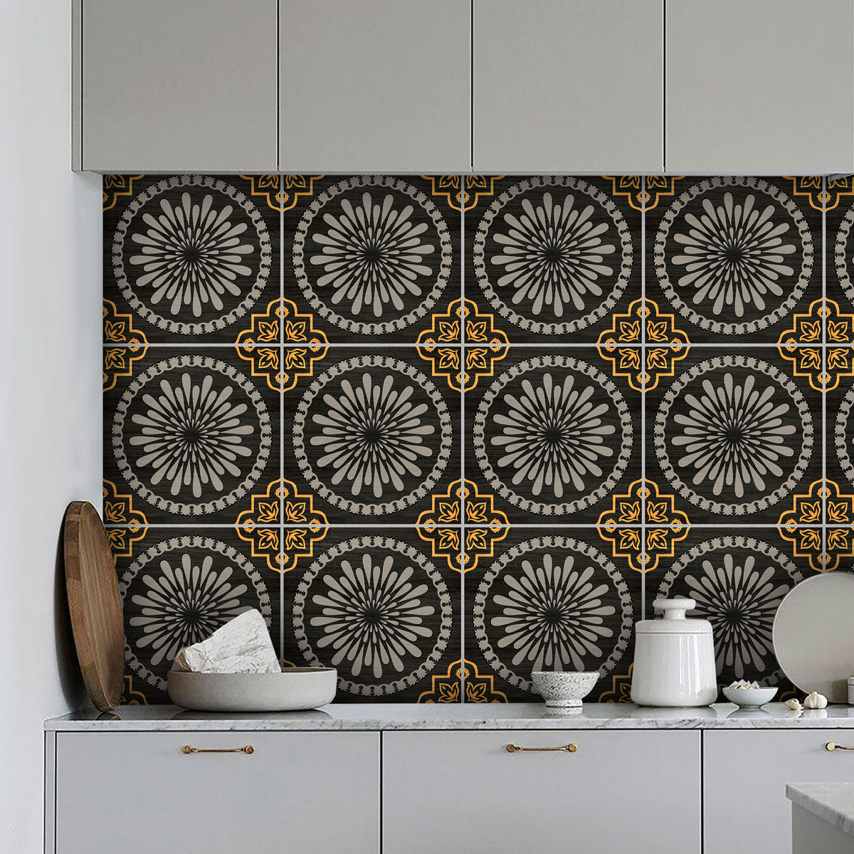 Classic Wooden Floral Peel and Stick Tile Stickers | Kitchen Bathroom Wall Tile Decals | Antiskid Floor Tile Stickers | Removable