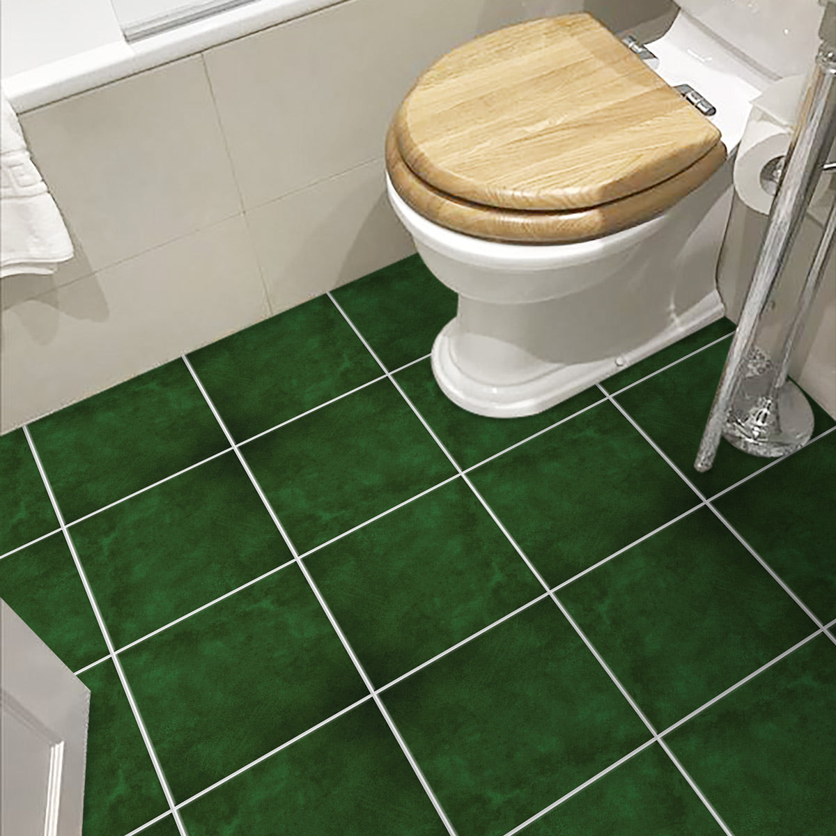 Green Texture Floor Tile Stickers | Peel and Stick Kitchen Bathroom Wall Backsplash Tile Stickers | Removable | Free Shipping