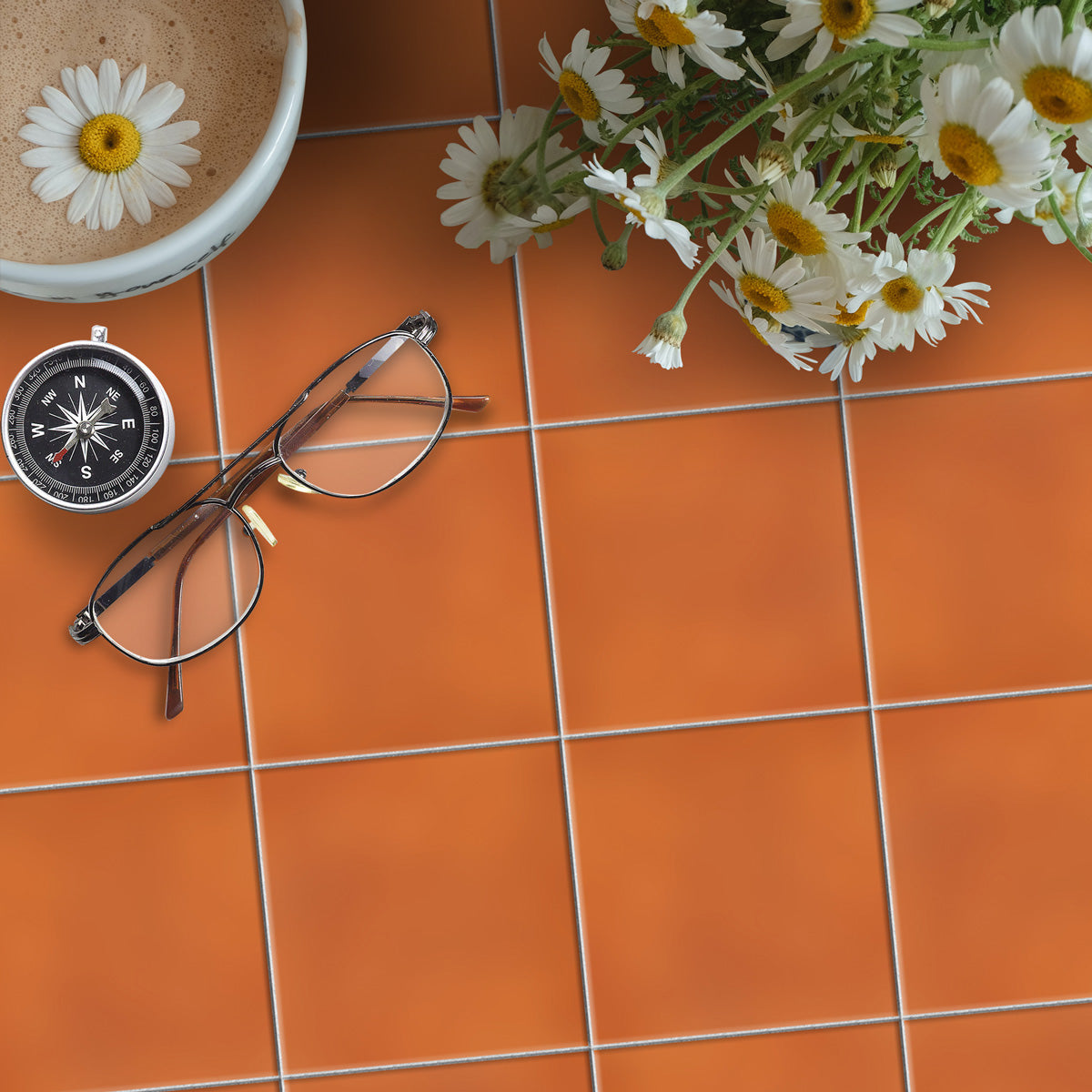 Mandarian Orange Peel and Stick Tile Stickers | Kitchen Bathroom Wall Hand Crafted Decal | Antiskid Floor Tile Stickers