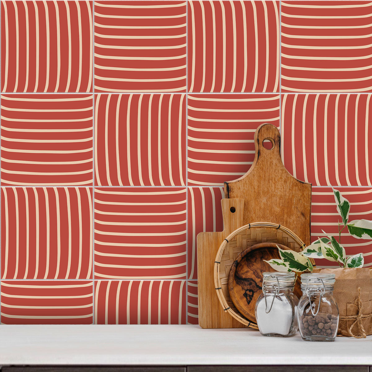 Waving Terracotta Peel and Stick Backsplash Tile Decals | Kitchen, Bathroom, Wall & Floor Tile Stickers | Free Shipping