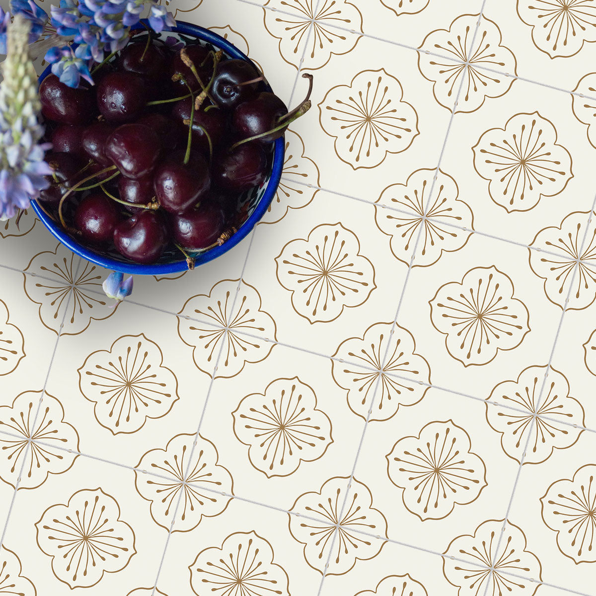 Classic Floral Backsplash Tile Stickers | Peel and Stick Bathroom Kitchen Wall Tile Vinyl Decals | Removable and Waterproof