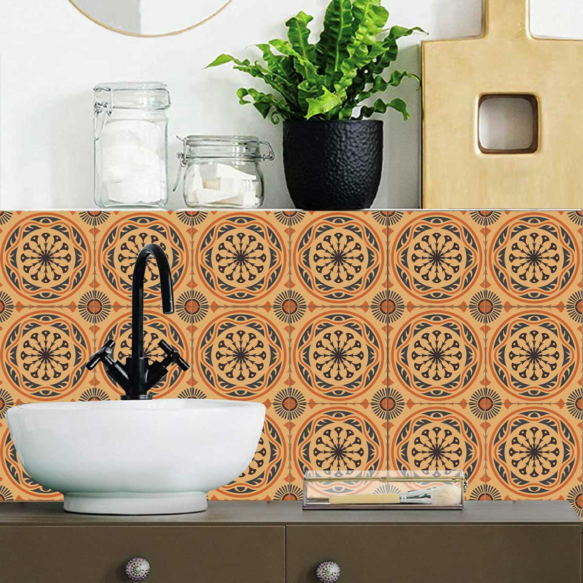 Traditional Italian Peel and Stick Tile Stickers | Kitchen Bathroom Wall and Floor Tile Stickers | Hand Craft Decals | Removable