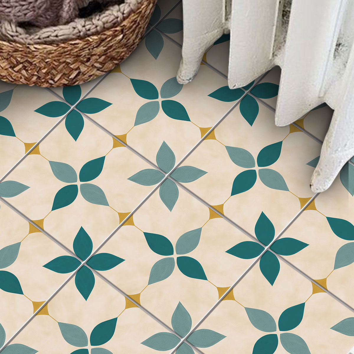 Botanic Floral Tile Stickers | Peel and Stick Kitchen Bathroom Wall Tile Vinyl Decals | Antiskid Floor Tile Stickers | Removable