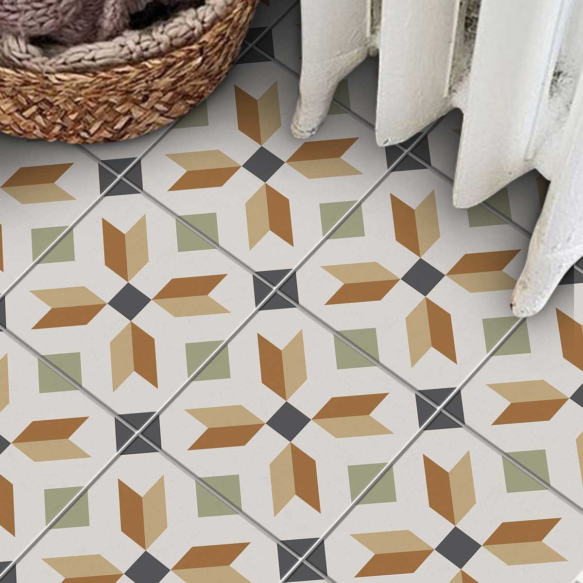 Elegant Nouveau Empire Tile Stickers | Peel and Stick Kitchen, Bathroom, Wall Tile Vinyl Decals | Antiskid Floor Tile Stickers