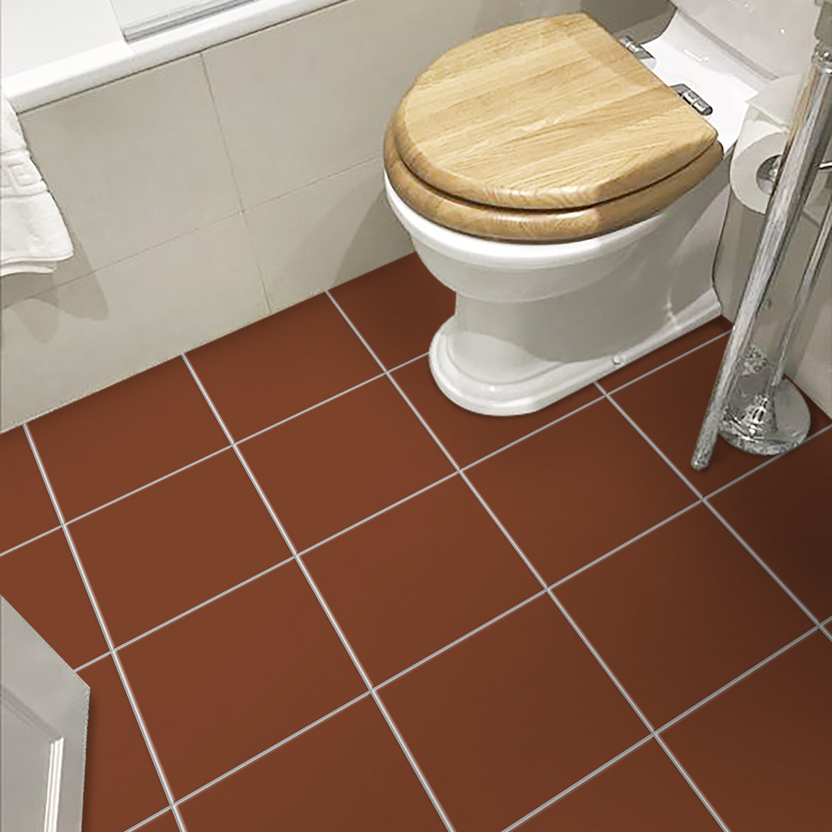 Solid Burnt Cinnamon Tile Stickers | Kitchen, Bathroom, Wall Tile Decal | Antiskid Foor Tile Stickers | Removable | Free Shipping