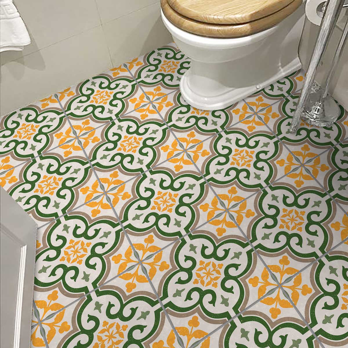 Vintage Limelight Tile Stickers | Peel and Stick Kitchen, Bathroom, Wall Backsplash Tiles Decals | Antiskid Floor Tile Stickers