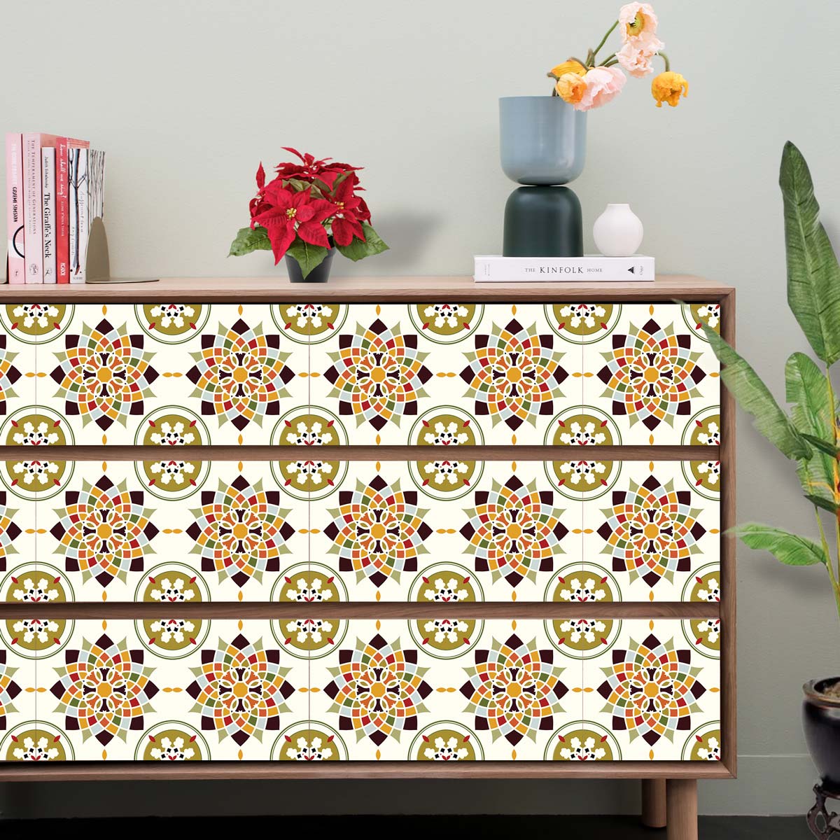Vintage Festive Tile Stickers | Kitchen, Bathroom, Wall and Floor Tile Decals | Backsplash Tile Decals | Free Shipping