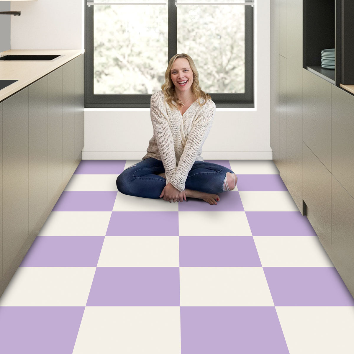 PURPLE and BEIGE Backsplash Tile Stickers | Peel and Stick  Kitchen Wall Bathroom Floor Tile Decals | Removable | Waterproof