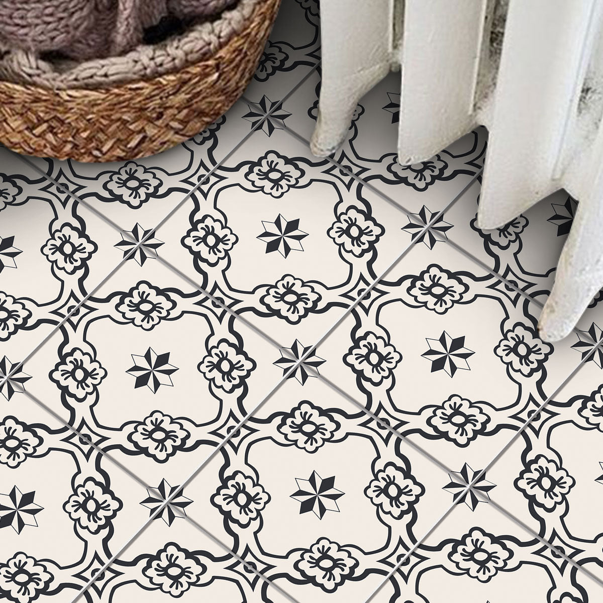 Retro Floral Tile Stickers | Peel and Stick Bathroom, Wall Tile Decals | Antiskid Floor Tile Stickers | Waterproof | FREE SHIPPING