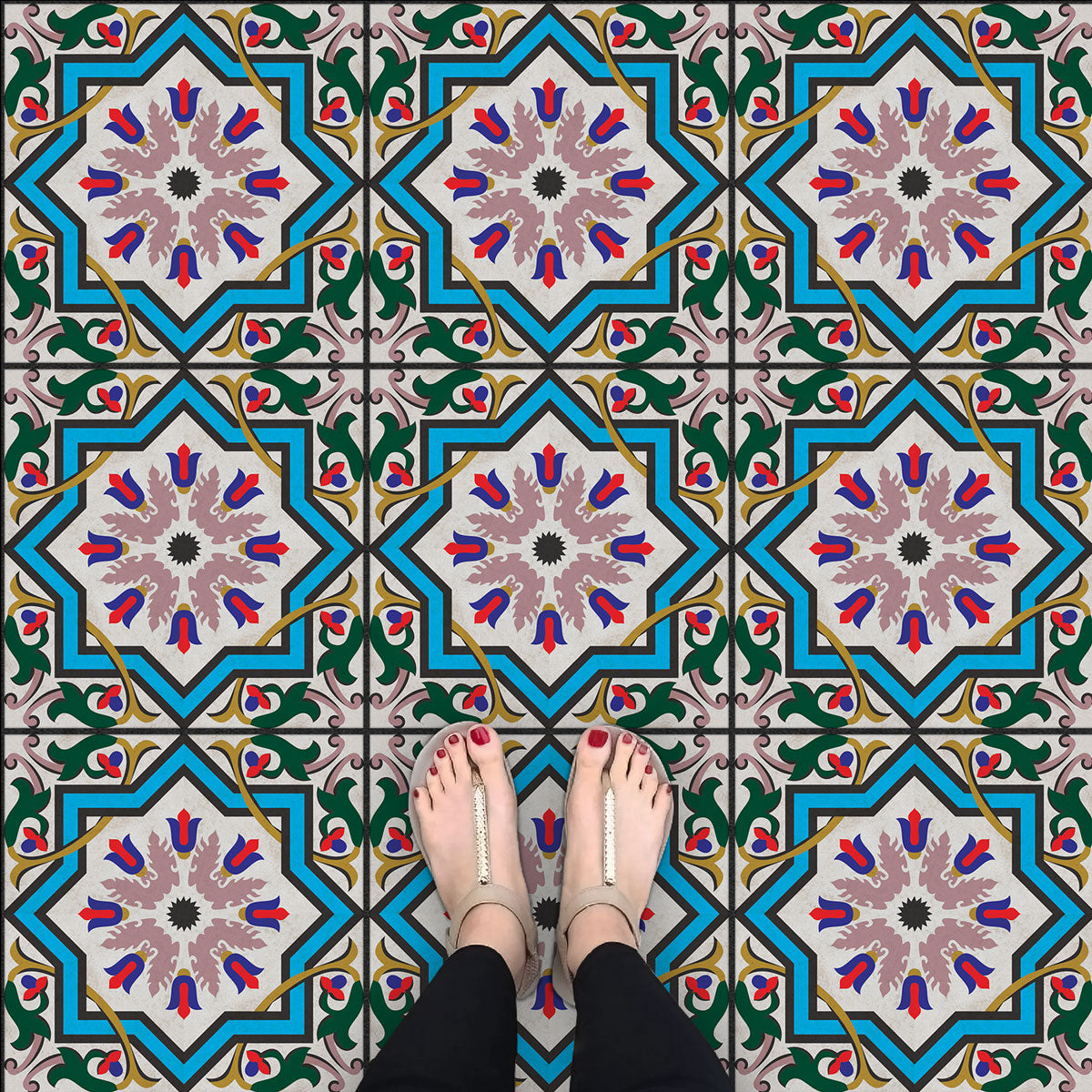 Classic Celestial Tulip Tile Stickers | Hand Crafted Decal | Kitchen Bathroom Wall Floor Tile Stickers | Removable | Free Shipping