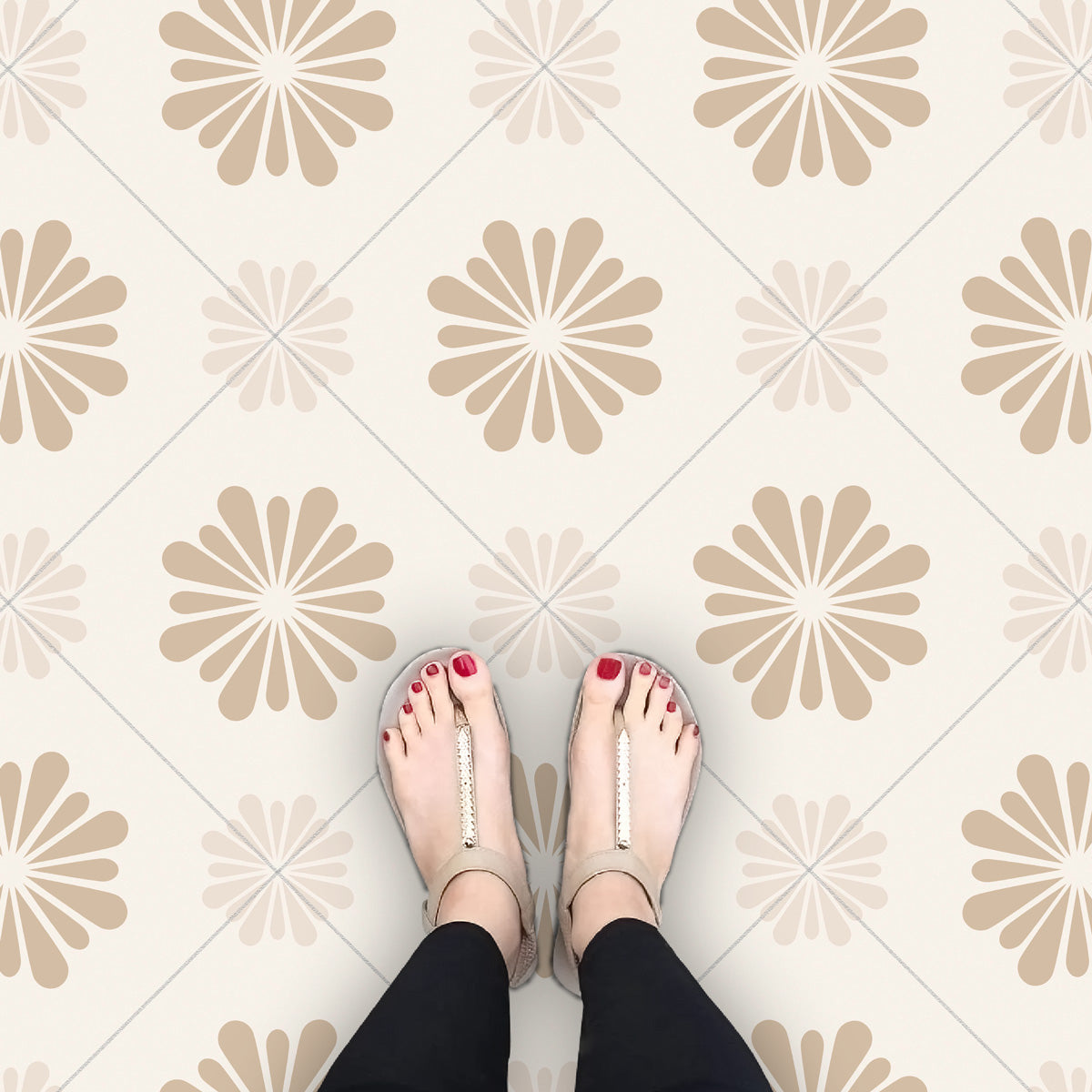 Geometric Floral Floor Tile Stickers | Kitchen, Bathroom, Wall Tile Stickers | Waterproof, Removable | Free Shipping
