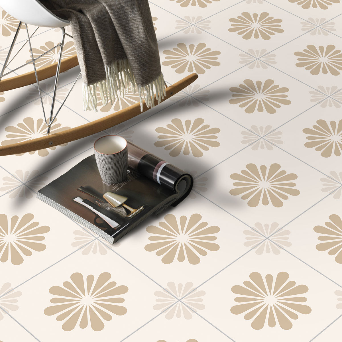 Geometric Floral Floor Tile Stickers | Kitchen, Bathroom, Wall Tile Stickers | Waterproof, Removable | Free Shipping