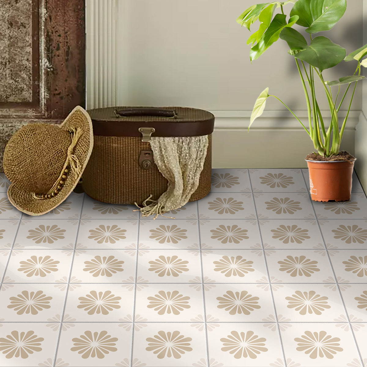 Geometric Floral Floor Tile Stickers | Kitchen, Bathroom, Wall Tile Stickers | Waterproof, Removable | Free Shipping
