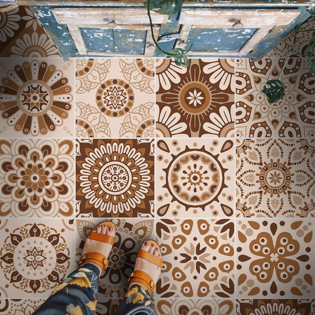 Peel and Stick Vintage Art Mexican Tile Stickers | Kitchen Bathroom Wall Tile vinyl Decals, Hand Crafted | Free Shipping