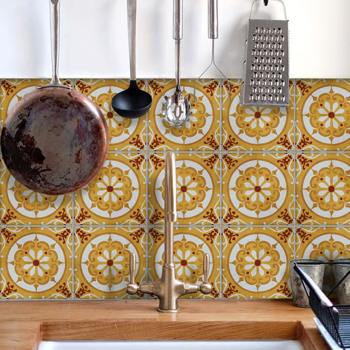 Encaustic Peel and Stick Backsplash Tile Stickers | Removable Tile Vinyl Decals for Kitchen, Bathroom Floor and Walls | Free Shipping