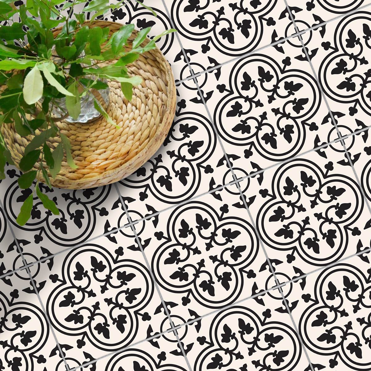 Peel and Stick Black Classic Floor Tiles Stickers | Self Adhesive Kitchen, Wall and Bathroom Tile Stickers | Hand Crafted Decals