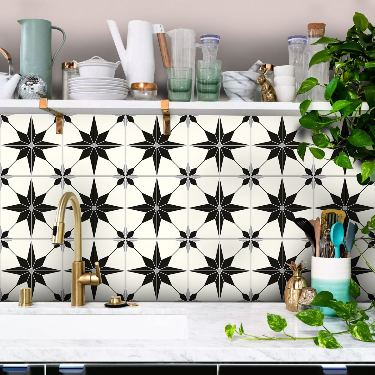 Porcelain Peel and Stick Tile Stickers | Kitchen Bathroom Wall Backsplash Tile Vinyl | Antiskid Floor Tile Stickers | Removable