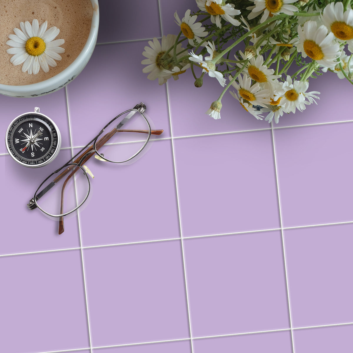 Peel and Stick PURPLE Floor Tile Stickers | Backsplash Kitchen Wall Bathroom Tile Decals | Removable| Free Shipping