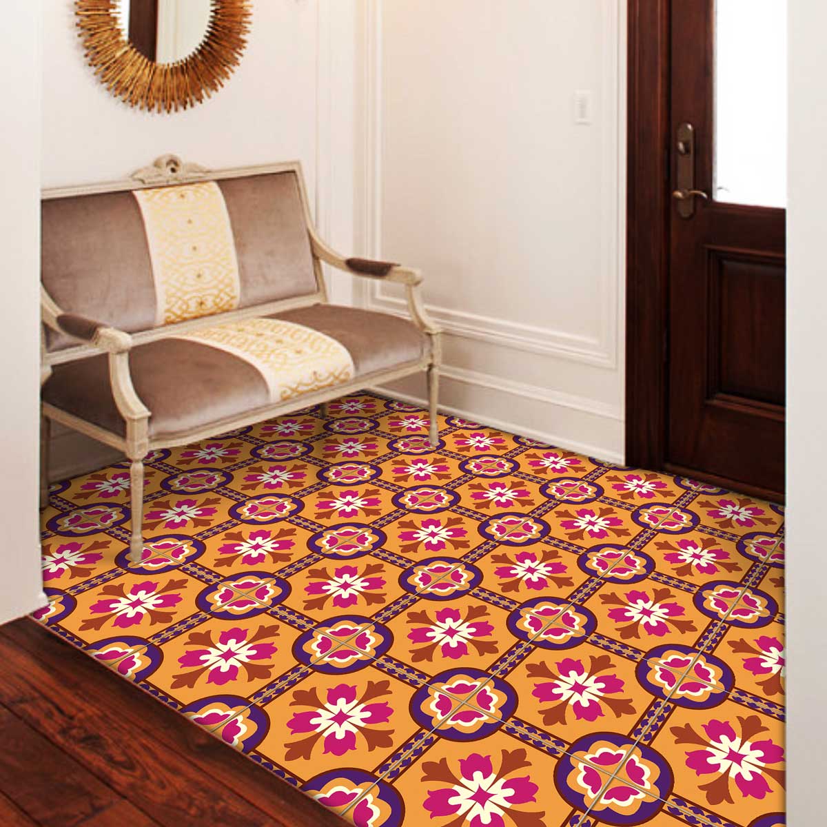 Vintage Talavera Floor Tile Stickers | Peel and Stick Kitchen Backsplash Tile Vinyl Decals | Waterproof | Free Shipping