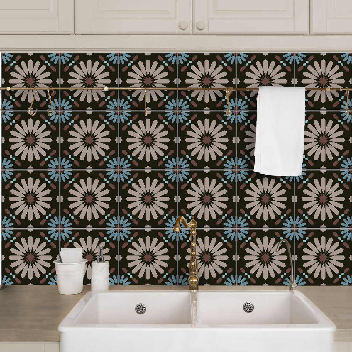 Moroccan Floral Tile Vinyl Decals | Kitchen, Backsplash, Floor & Wall Peel and Stick Tile Stickers | Removable | Free Shipping