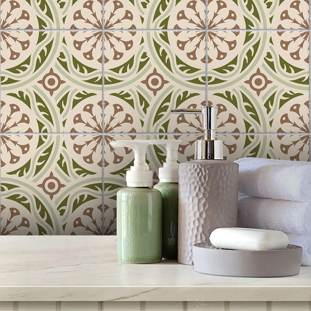 Italian Seamless Peel and Stick Tile Stickers | Kitchen Bathroom Wall Tile Vinyl Decals | Removable | Antiskid Floor Tile Stickers