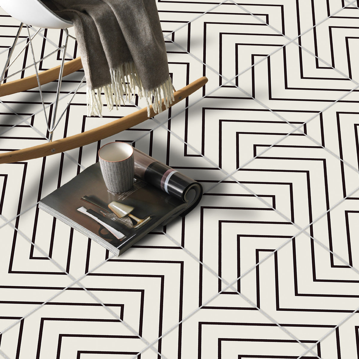 Upgrade with Peel and Stick Tile Stickers | White Black Seamless Design | Bathroom Kitchen Wall Floor Tile vinyl Decals