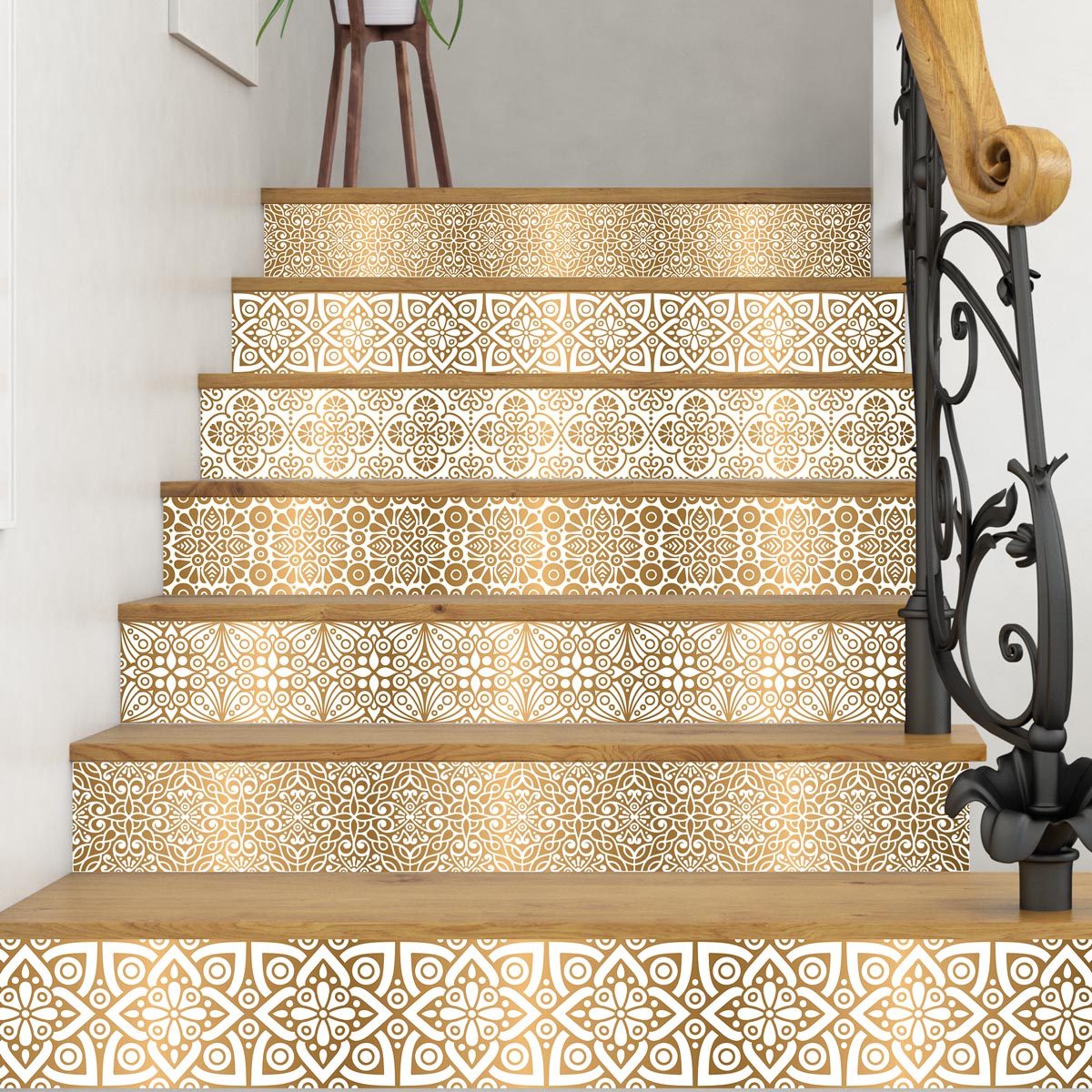 Morocco Stair Riser Decal | Peel and Stick Stair Decals | Waterproof Easy to Trim | DIY Home Decor-Extra-long 49" length