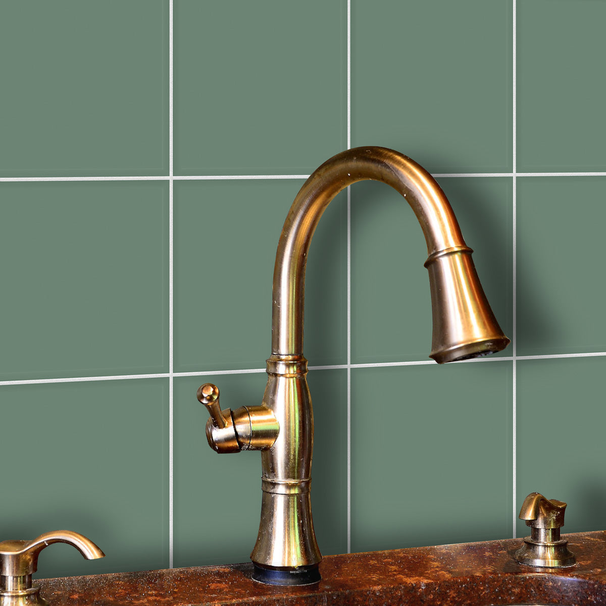 Dark Lime Green Floor Tile Stickers | Peel and Stick Kitchen, Wall & Bathroom Tile Stickers | Removable | FREE SHIPPING!