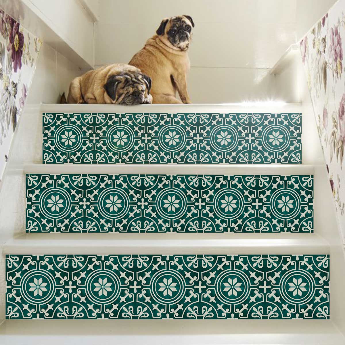Peacock Hand Painted Peel and Stick Stair Decal | Waterproof and Easy to Trim | Extra long 49" length DIY Home Décor (Copy)